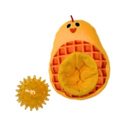 Vibrant Life Fetch Buddy Chicken Waffle Plush Dog Toy with Detachable Spikey Ball, Chew Level 1 - Thumbnail 3