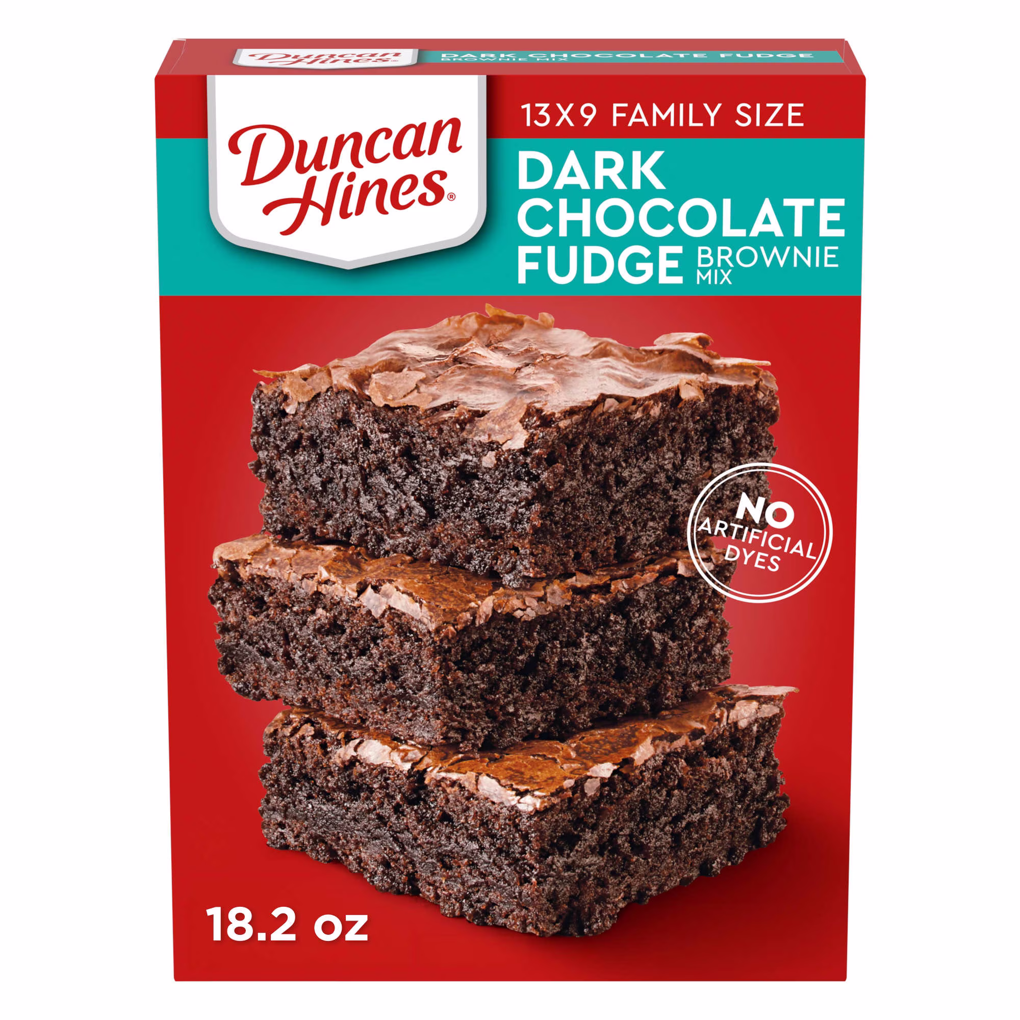 Duncan Hines Brownie Mix, Dark Chocolate Fudge, 18.2 oz - Thumbnail 1