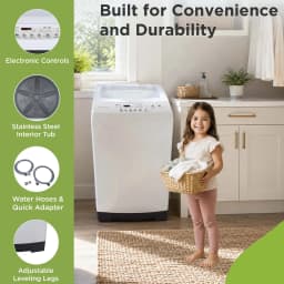 Hamilton Beach 2.1 Top Load Portable Washing Machine with 6 Wash Cycles, White, HBPW210 - Thumbnail 3