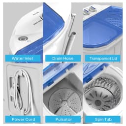 Matladin 11lbs Portable Washing Machine, Washer(7lbs) and Spinner(4lbs), Electric Mini Twin Tub Washer with Spin Dryer for Home Dorms Apartments - Thumbnail 5