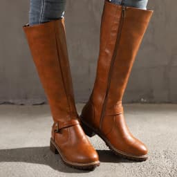 Floleo Clearance Women Boots Retro Shoes Casual Thick Low-heeled Boots Plus Size Mid Calf Zipper Boots - Thumbnail 9