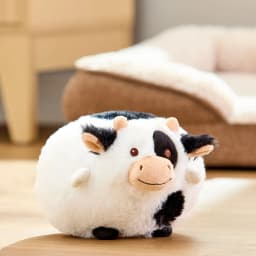 Vibrant Life Easter Round Plush Cow Dog Toy, Black and White - Thumbnail 2
