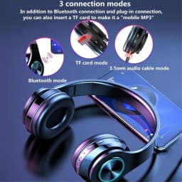 RHEA- Bluetooth Headphones Over Ear, Wireless Headphones Wired With Deep Bass, Noise C - Thumbnail 2