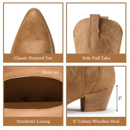SMILIN Women's Knee High Cowboy Boots, Embroidered Pointed Toe Tall Western Cowgirl Boots, Camel, Size 8 - Thumbnail 5