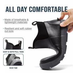 Lcamaw Men's Deck Boots, Waterproof Ankle Rain Boots with Anti-Slip Traction, Rubber Garden & Fishing Boots for Boating, Camping, Farming & Outdoor Work - Thumbnail 3
