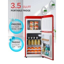 3.5 Cu. Ft Mini Fridge Compact Refrigerator with Top-Freezer,7- Level Adjustable Thermostat, Adjustable Shelves For Bedroom, Office, Kitchen - Thumbnail 5