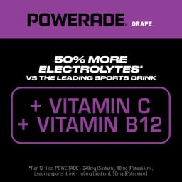 POWERADE Grape Electrolyte Sports Drink Bottles, 20 fl oz, 8 Pack - Thumbnail 4