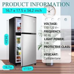 3.5 Cu.Ft Compact Mini Fridge with Freezer, 2-Door Small Refrigerator with 7-Level Thermostat & Removable Shelves for Kitchen, Dorm, Apartment, Bar - Thumbnail 3