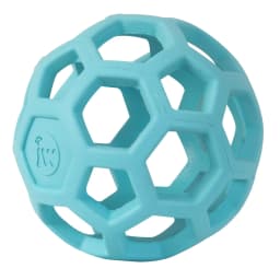 JW HOL-ee Roller™ Tug and Fetch Treat Dispenser Puzzle Ball Dog Toy, Natural Rubber, Small 3" for Small Dogs up to 20 lb, Blue, Pack - Thumbnail 5
