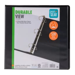 Pen+Gear 3-Ring Durable View Binder, 2" D-Rings, Black,1 Count - Thumbnail 1