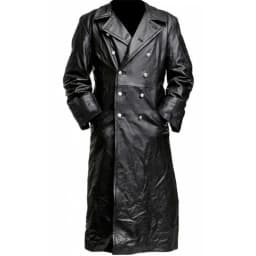 Men's Long Leather Jacket Fall And Winter Leather Jacket Solid Color Long-sleeved Motorcycle Slim Leather Jacket - Thumbnail 2