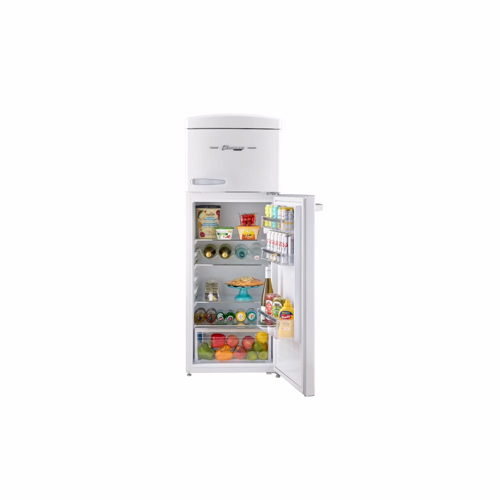 Classic Retro 7.5 cu ft Top Mount Refrigerator in Marshmallow White - Thumbnail 4