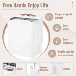 SOLAURA 16 LBS Portable Washing Machine, Mini Washer and Dryer Combo, Semi-Automatic Twin Tub Washer with Drain Pump for Dorms, Apartments, RVs (Grey) - Thumbnail 5