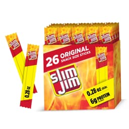 Slim Jim Smoked Jerky Snack Sticks, Original Flavor, 6g Protein Per Serving, 0.28 oz. (26-Count) - Thumbnail 1