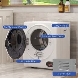 HOMCOM 9 lb 120V White Electric Dryer - Thumbnail 4