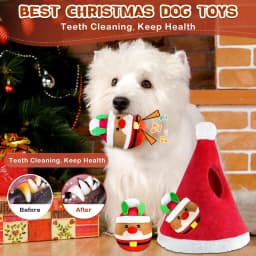 Pet Deluxe Christmas Squeaky Dog Toys 4 Pack Hide and Seek Dog Toys Christmas Hat Plush Dog Toys for Puppy Small Medium Breeds - Thumbnail 4