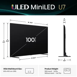 Hisense 100" Class U7 Series Mini-LED ULED 4K UHD Google Smart TV (100U75QG, 2025 Model) - QLED, Native 165Hz - Thumbnail 2