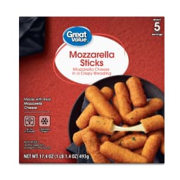Great Value Mozzarella Cheese Sticks Appetizer, 17.4 oz Carton (Frozen) - Thumbnail 1