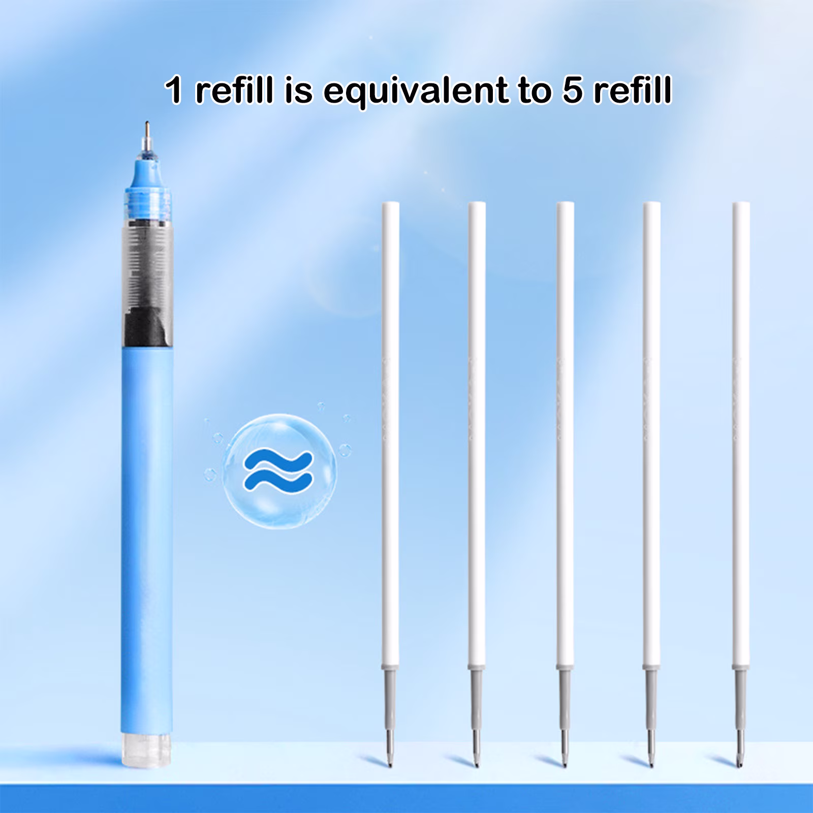 Under 1$ Dollar Straight Liquid Ballpoint Pen Sign Pen, 0.5mm High Capacity Black Ink Water Pen, Fast Drying Exam Writing Pens,Blue - Thumbnail 7