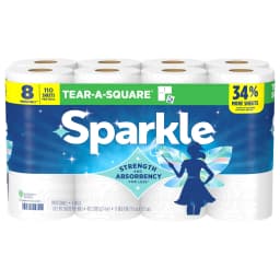 Sparkle Tear-A-Square Paper Towels, 8 Double Rolls, 110 Sheets per Roll - Thumbnail 2