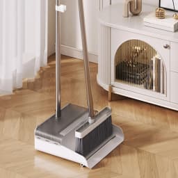 Broom with Dustpan Combo Set 54" Long Handle Adjustable Length Stainless Steel Broomstick Standing Dust Pan and Broom Set for Office Home Kitchen - Thumbnail 8