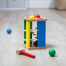 Melissa & Doug Deluxe Pound and Roll Wooden Tower Toy With Hammer - Thumbnail 9