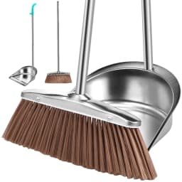 Broom and Dustpan Set with Long Handle Heavy Duty Stainless Steel Dustpan with Broom Space Saving Broom Dustpan Combo Sweeper and Dustpan Set - Thumbnail 8