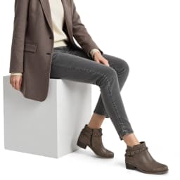 Dazzher Womens Ankle Boots Low Block Heel Round Toe Short Booties Side Zip Shoes for Casual Office Wear - Thumbnail 6