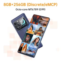 W & O Unlocked Android 14 Smartphone, 6.67"Curved Screen 4G Dual SIM Cell Phone with 1.75" Secondary Screen, 8GB+256GB Expandable 2TB, 64MP Triple Camera, 5000mAh Battery (Blue) - Thumbnail 2