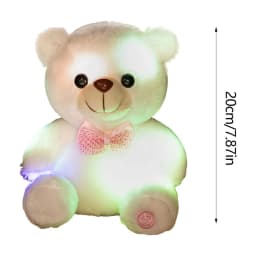 Valentines Day Teddy Bear Stuffed Animals, LED Teddy Bear Plush Doll for Kids Toddler Adult, Birthday Christmas Day Gift for Boys Girls, 8 inch, White - Thumbnail 3