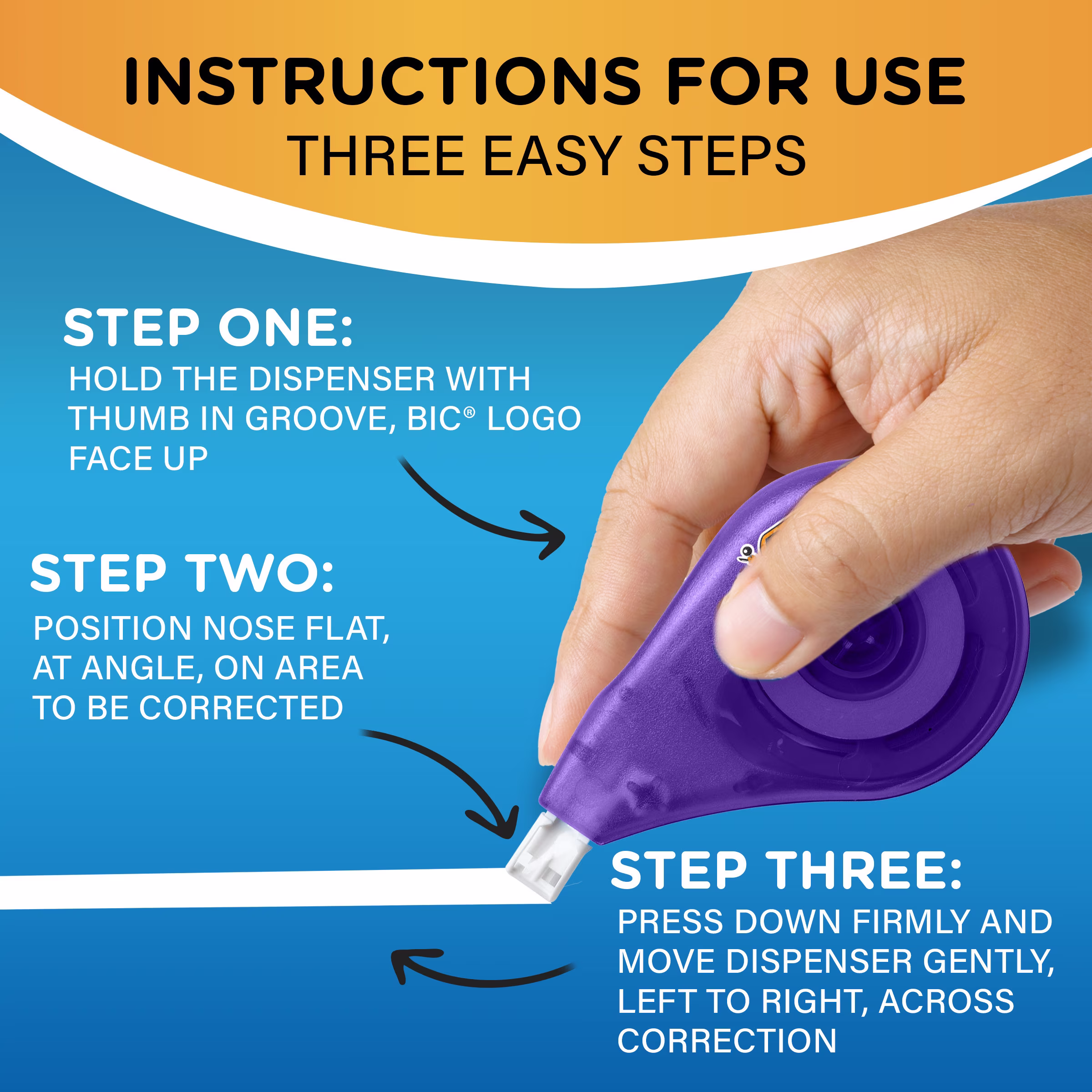 BIC Wite-Out EZ Correct Correction Tape, Writing Supplies, 39.3' Tape, White, 1-Count - Thumbnail 8