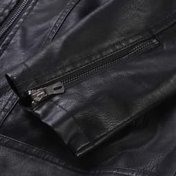 LNWUY Men's Lapel Collar Full Zip Faux Leather Jacket with Pockets, Windproof Vintage Slim Fit Casual Motorcyle Coat Plus Size (M-5XL) Black XL - Thumbnail 9