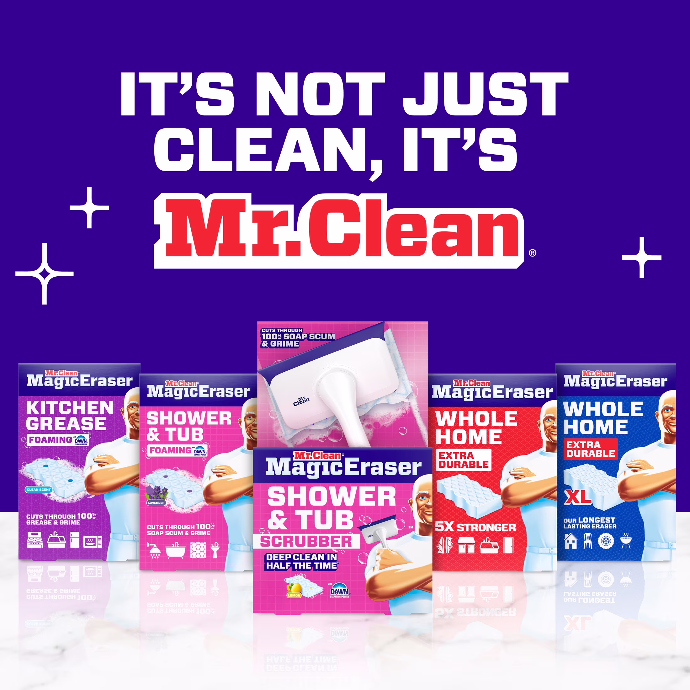Mr. Clean Shower & Tub Scrubber, Starter Kit, 1 Scrubber & 2 Erasers - Thumbnail 10