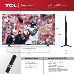 TCL 75â€ Class S5 (75S571G) 4K UHD HDR LED Smart TV with Google TV (NEW 2024) - Thumbnail 2