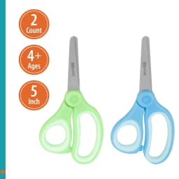 Pen+Gear 5-inch Blunt-Tip Kids Scissors, 2-Pack, Scissors for Kids, Blue & Green, Ages 4 - Thumbnail 1