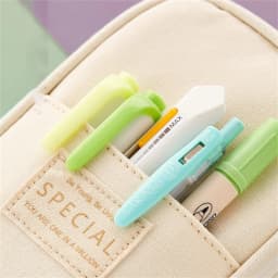 Pencil Pouch Large Capacity Organizer Bag, Canvas Pencil Case with Zipper Pen Holder Storage for Office Travel Supplies Art Craft Classroom Must Haves - Thumbnail 5