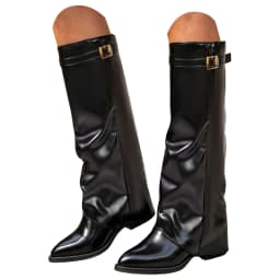 Joykidd Fold‑Over Knee High Boots for Women Pointed Toe Chunky Low Heel Slouchy Mid Calf Boots for Fall Winter Daily Outdoor Outfit - Thumbnail 1