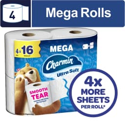 Charmin Ultra Soft Toilet Paper, 4 Mega Rolls, 2-Ply Bath Tissue - Thumbnail 1
