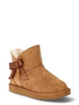Pawz Little & Big Girls Faux Suede Shearling Bow Boots - Thumbnail 1