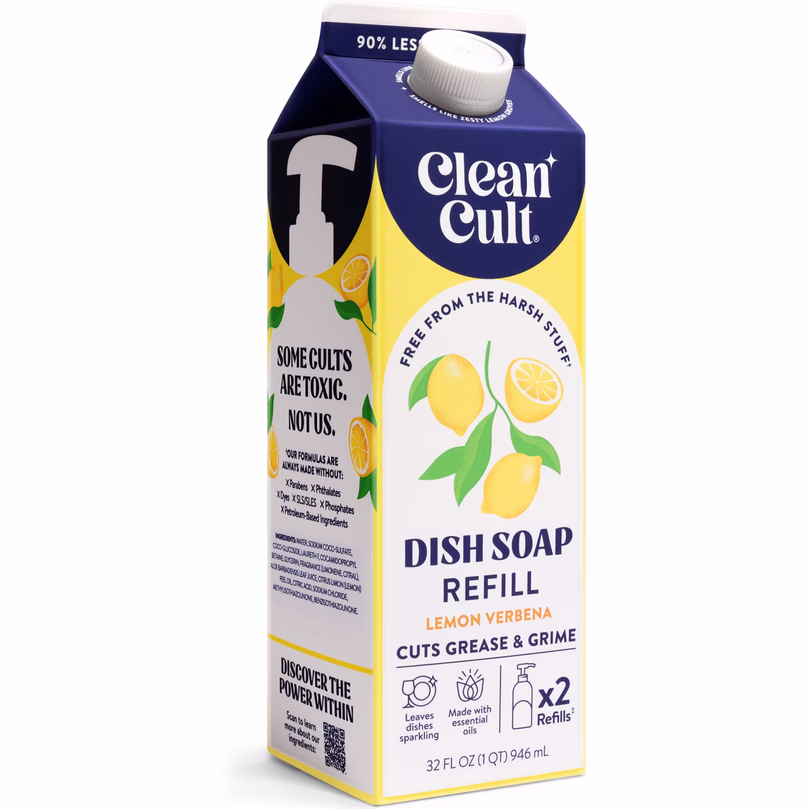 Cleancult Dish Soap Refill, Nature-Inspired Ingredients, Lemon Verbena, 32 fl oz - Thumbnail 1
