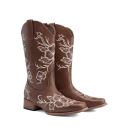 DREAM PAIRS Women's Mid-Calf Cowboy Boots Classic Embroidered Western Boots with Square Toe Comfortable Chunky Heel Vegan Leather Boots - Thumbnail 4