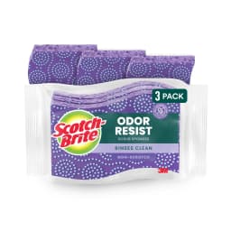 Scotch-Brite Odor Resist Scrub Sponges, Non-Scratch, Rinses Clean, 3 Pack - Thumbnail 1
