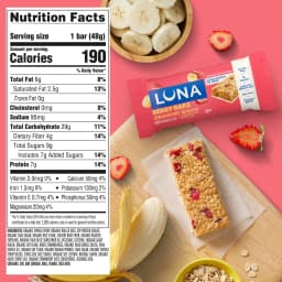 LUNA Berry Bars Strawberry Banana Flavor Fiber Granola Bars, Gluten Free Protein Bars, 6ct - Thumbnail 4