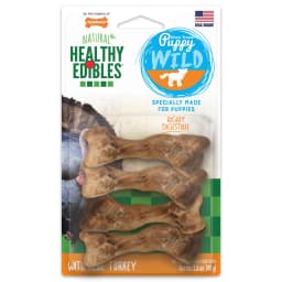 Nylabone Healthy Edibles Wild Dog Treats for Puppies, Puppy Training Treats, Turkey Flavor Dog Bones, Small - Up to 30 lbs. (4 Count) - Thumbnail 1