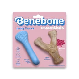 Benebone Essentials Puppy 2-pack Rubber Bone/Wishbone Bacon Tiny - Thumbnail 1