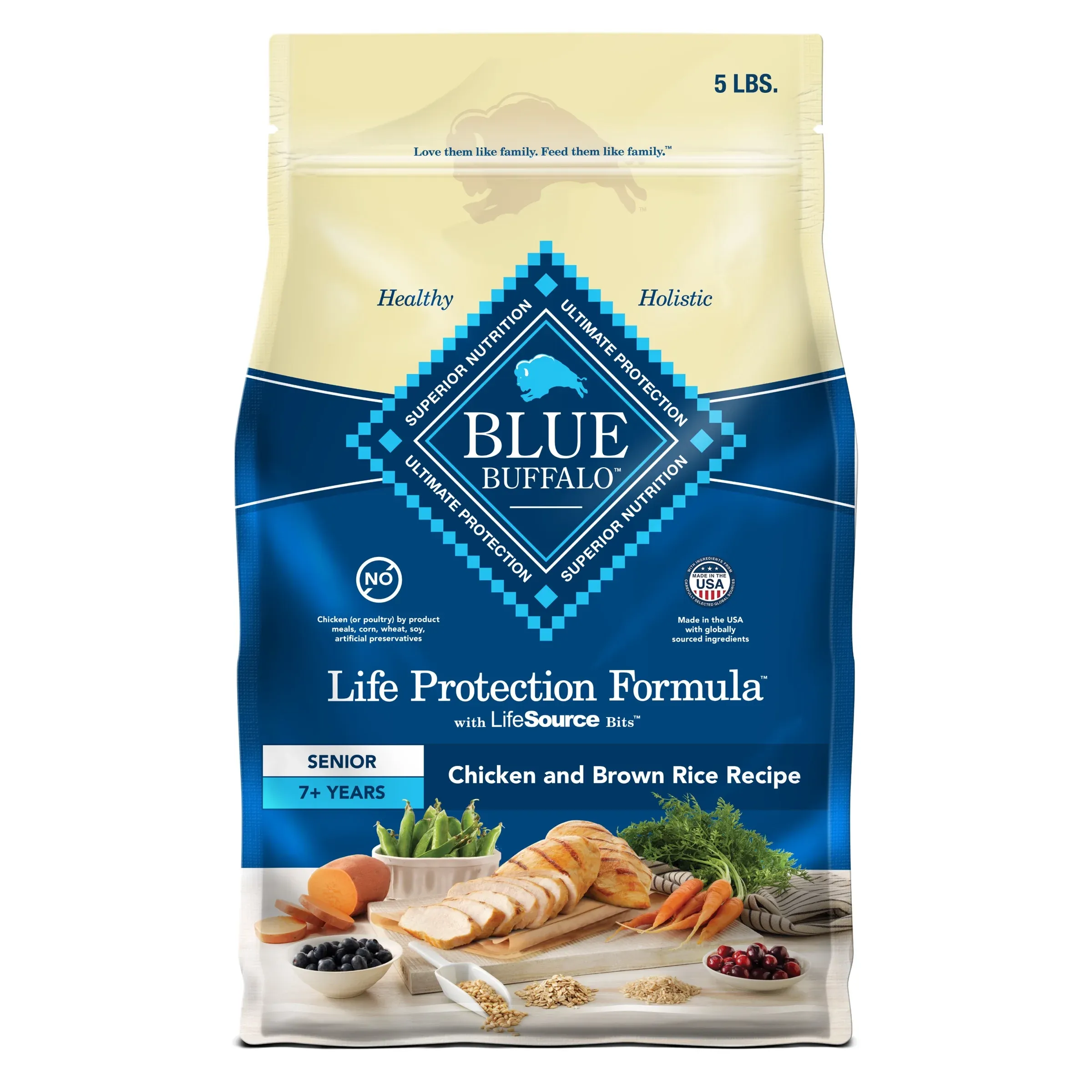 Blue Buffalo Life Protection Formula Senior Dry Dog Food Chicken & Brown Rice 5lb Bag