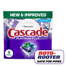 Cascade Platinum Plus Dishwasher Pods, Dishwasher Detergent, Dish Detergent Soap, Lemon, 9 Count - Thumbnail 1