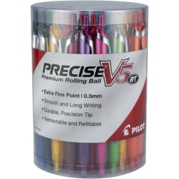 Pilot Precise V5 Premium Rolling Ball Retractable Pens, Extra Fine Point, 0.5 mm, Assorted Ink Colors, 48 Count - Thumbnail 1