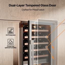 Ca’lefort 24 inch Dual Zone Wine Refrigerator Cooler 90 Bottle Built-In Wine Fridge with 3 Color LED Lighting for Home, Bar & Office - Thumbnail 8