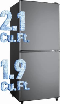 GGTB 4.0 Cu.ft 2-Door Mini Fridge with Bottom Freezer, 7 Temperature Settings, Compact Refrigerator for Dorm Apartment Office, Black - Thumbnail 1